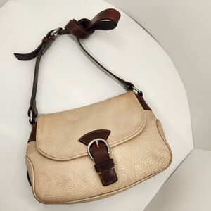 Dooney & Bourke crossbody bag women's cream pebbled leather flap messenger purse